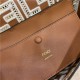 BAGUETTE leather bag with FF embroidery Brown High