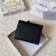 SADDLE LOTUS WALLET Grained Calfskin Black High