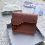 SADDLE LOTUS WALLET Grained Calfskin Blush High