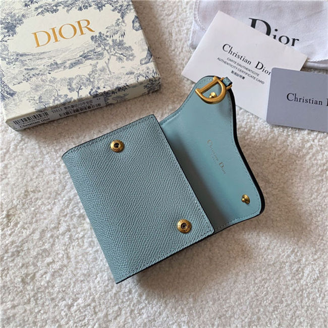 SADDLE LOTUS WALLET Grained Calfskin Grey High