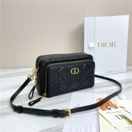 Dior CARO DOUBLE POUCH Supple Cannage Calfskin Black High