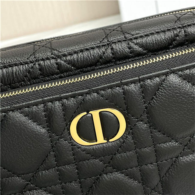 Dior CARO DOUBLE POUCH Supple Cannage Calfskin Black High