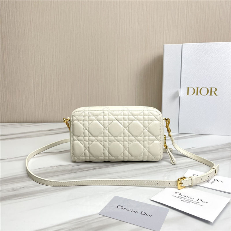 Dior CARO DOUBLE POUCH Supple Cannage Calfskin White High