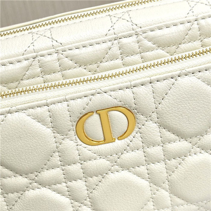 Dior CARO DOUBLE POUCH Supple Cannage Calfskin White High