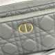 Dior CARO DOUBLE POUCH Supple Cannage Calfskin Grey High