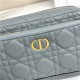 Dior CARO DOUBLE POUCH Supple Cannage Calfskin Grey Blue High