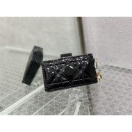 LADY Dior CARD HOLDER Patent Cannage Calfskin Black High