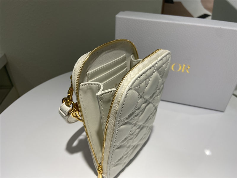 LADY Dior PHONE HOLDER Cannage Lambskin Cream High