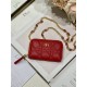 MINI Dior CARO ZIPPED POUCH Cannage Lambskin Red High