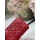 MINI Dior CARO ZIPPED POUCH Cannage Lambskin Red High