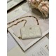 MINI Dior CARO ZIPPED POUCH Cannage Lambskin White High