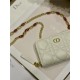 MINI Dior CARO ZIPPED POUCH Cannage Lambskin White High