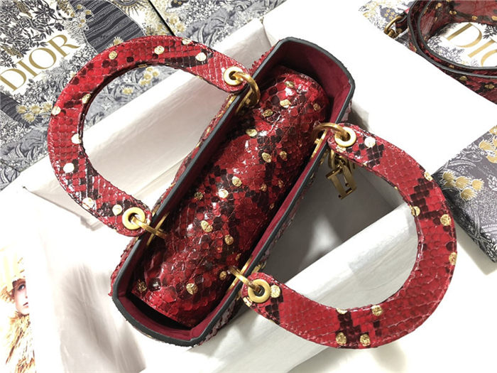 MEDIUM LADY Dior BAG Snake Red High