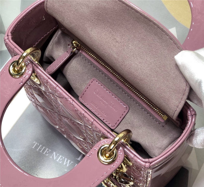 MINI LADY Dior BAG Patent Cannage Calfskin Powder Pink High