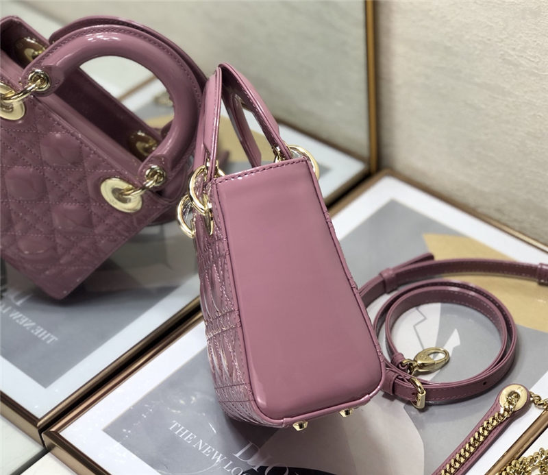 MINI LADY Dior BAG Patent Cannage Calfskin Powder Pink High