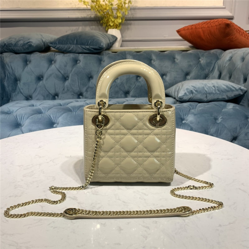 MINI LADY Dior BAG Patent Cannage Calfskin Beige High