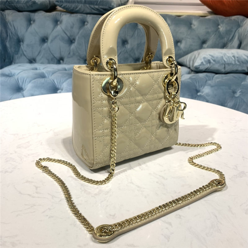 MINI LADY Dior BAG Patent Cannage Calfskin Beige High