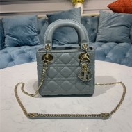 MINI LADY Dior BAG Cannage Lambskin Enamel Grey High