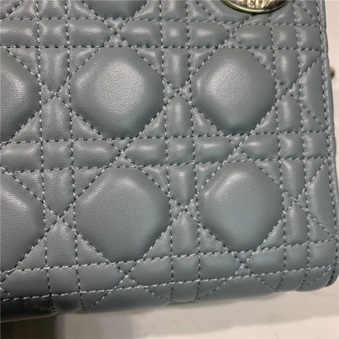 MINI LADY Dior BAG Cannage Lambskin Enamel Grey High