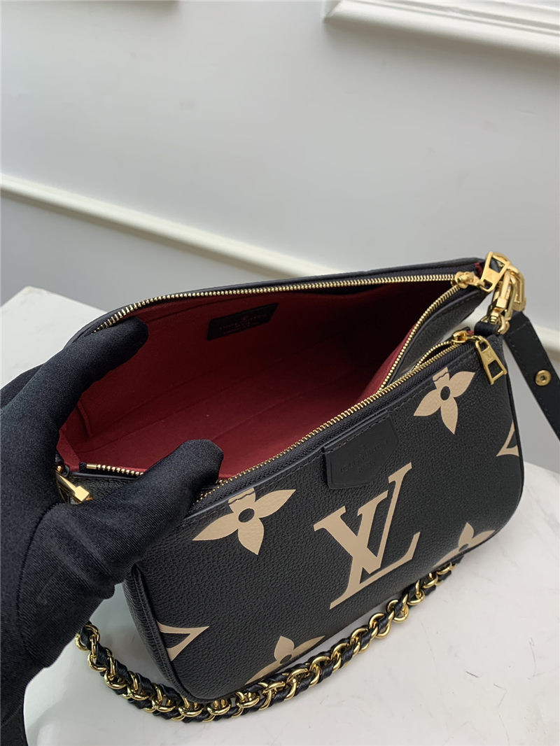 Louis Vuitton MULTI POCHETTE ACCESSOIRES Embossed supple grained cowhide leather M45777 Black/Cream High