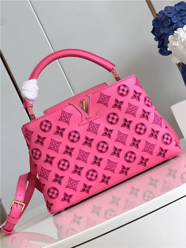 Louis Vuitton Capucines MM Calfskin leather embroidery Pink M22922/M22863 High