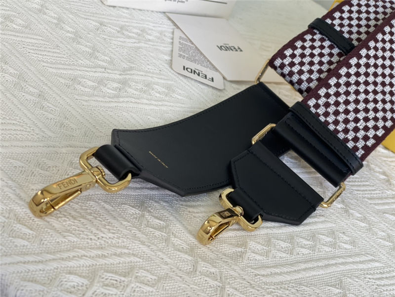 Fendi STRAP YOU check ribbon shoulder strap Coffee High