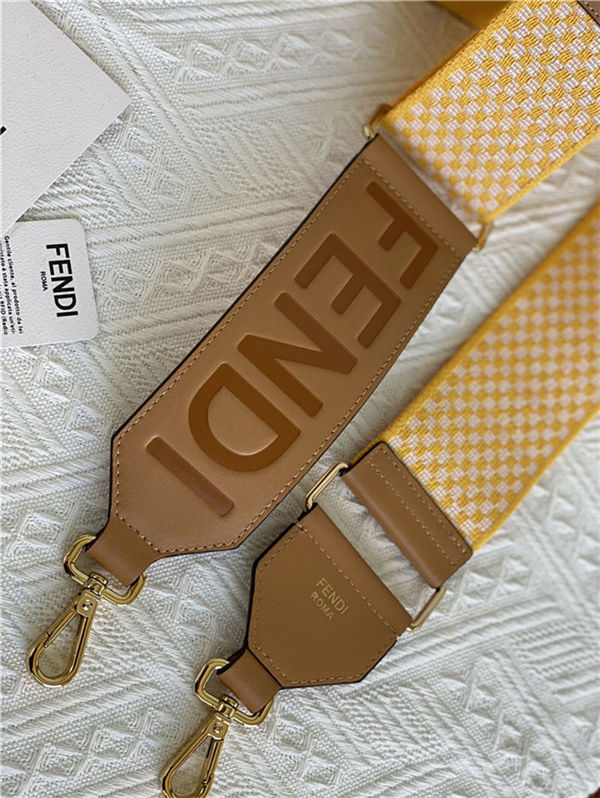 Fendi STRAP YOU check ribbon shoulder strap Yellow High