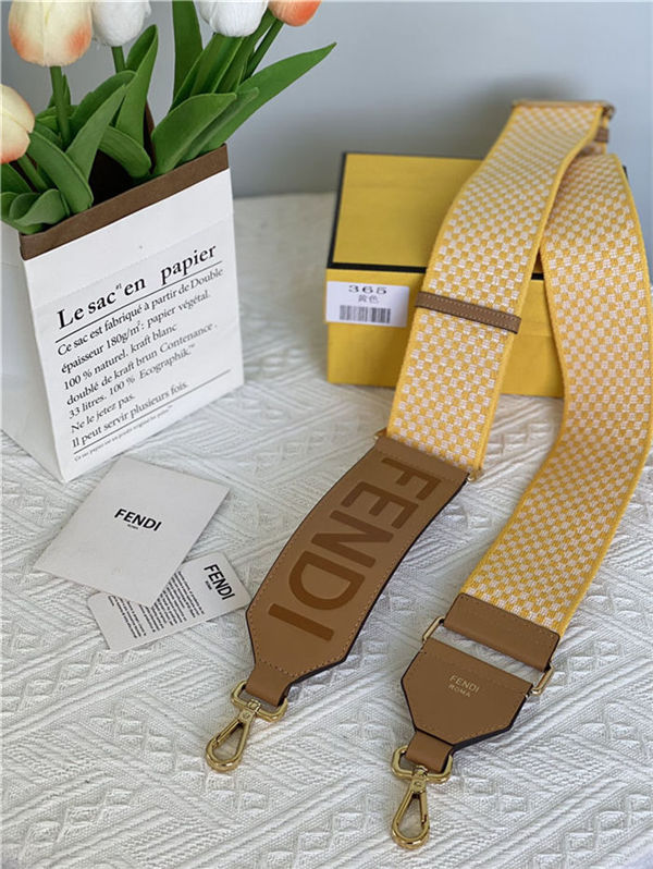 Fendi STRAP YOU check ribbon shoulder strap Yellow High