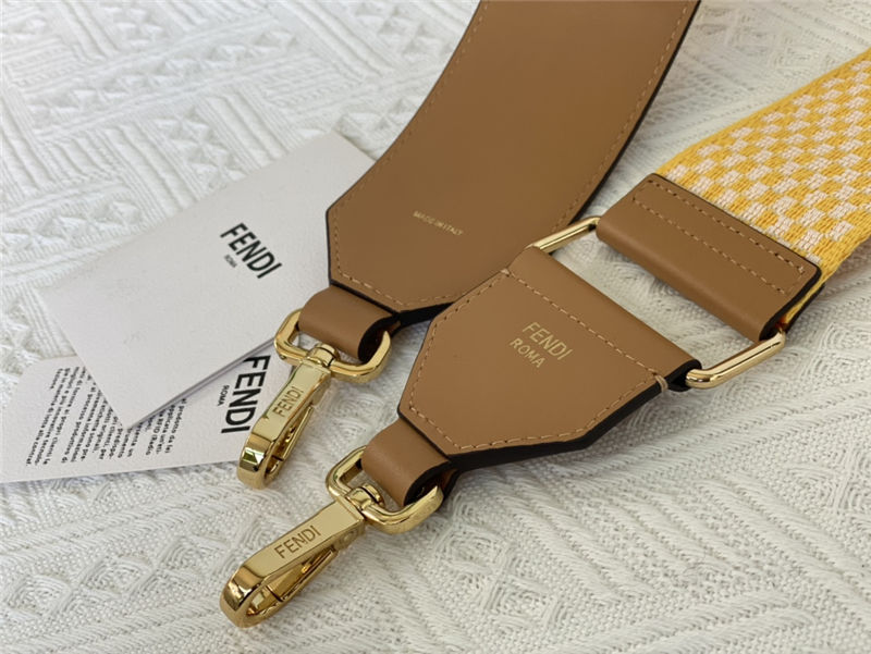 Fendi STRAP YOU check ribbon shoulder strap Yellow High