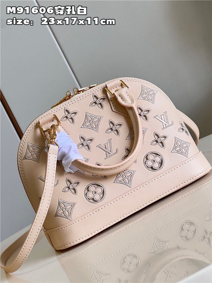 Louis Vuitton Alma BB Bag Calfskin Monogram Embroidrey M22878 Beige High