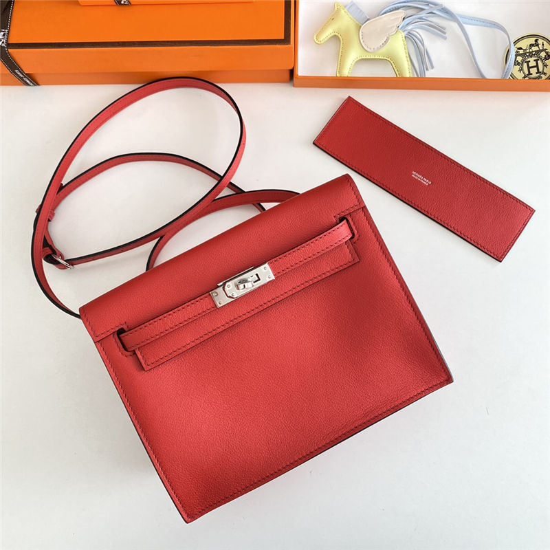 Hermes Kelly Danse 22cm Evercolor WAX Red Silver Metal High