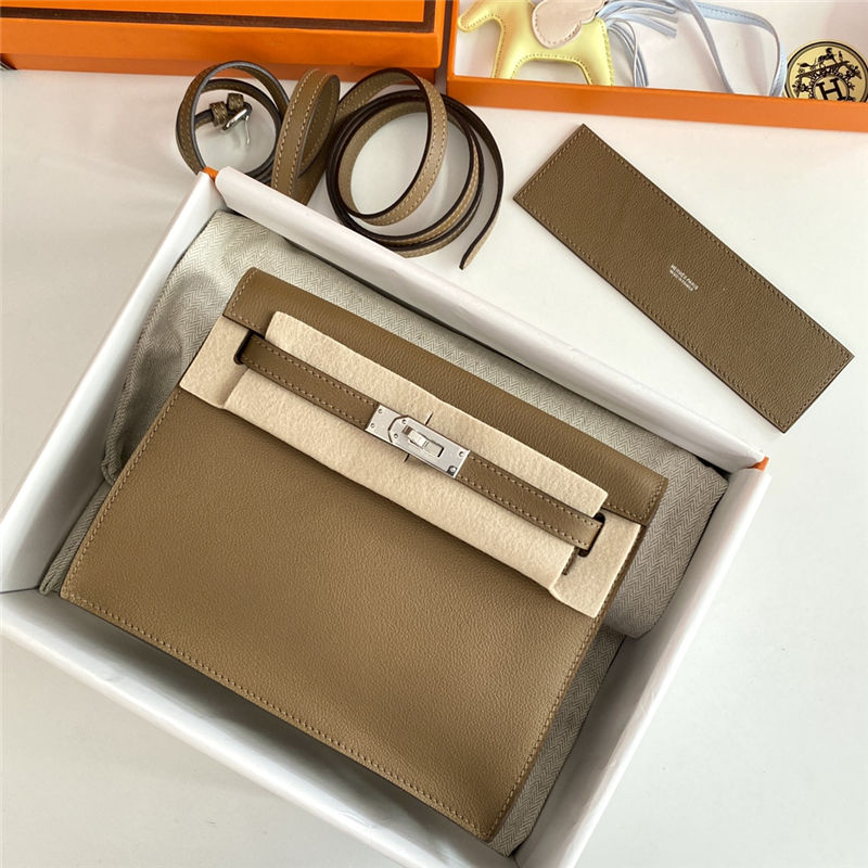 Hermes Kelly Danse 22cm Evercolor WAX Weimer Beige Silver Metal High