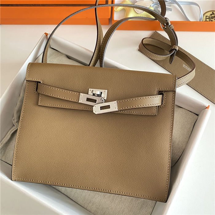 Hermes Kelly Danse 22cm Evercolor WAX Weimer Beige Silver Metal High