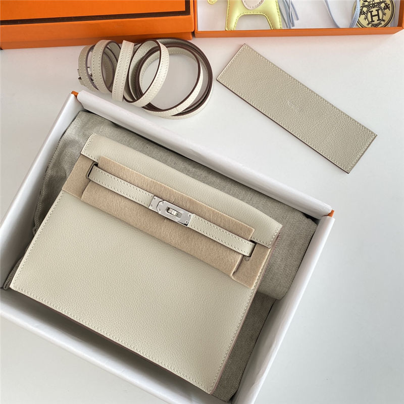 Hermes Kelly Danse 22cm Evercolor WAX Craie Silver Metal High