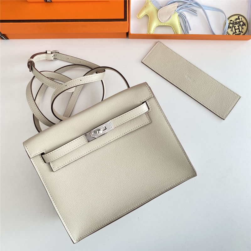 Hermes Kelly Danse 22cm Evercolor WAX Craie Silver Metal High