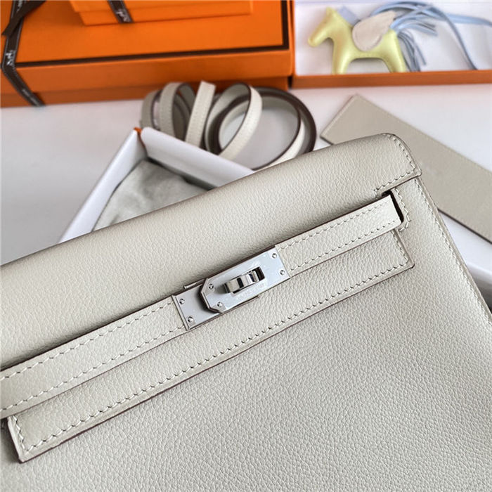 Hermes Kelly Danse 22cm Evercolor WAX Craie Silver Metal High