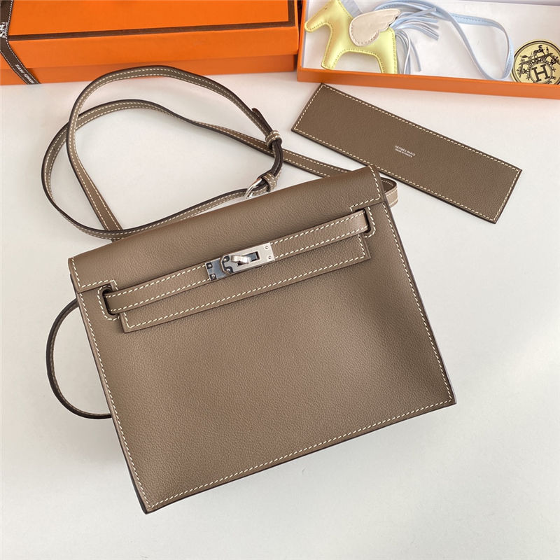 Hermes Kelly Danse 22cm Evercolor WAX Etoupe Silver Metal High