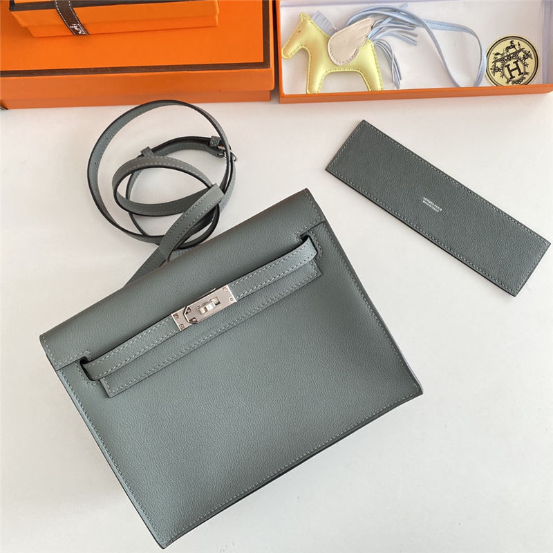 Hermes Kelly Danse 22cm Evercolor WAX Vert Amande Silver Metal High