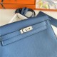 Hermes Kelly Danse 22cm Evercolor WAX Deep Bleu Silver Metal High