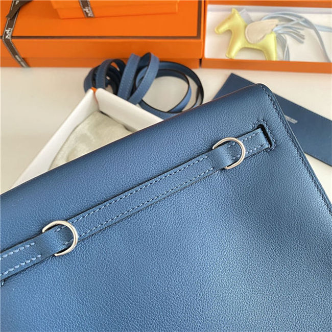 Hermes Kelly Danse 22cm Evercolor WAX Deep Bleu Silver Metal High