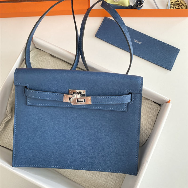 Hermes Kelly Danse 22cm Evercolor WAX Deep Bleu Silver Metal High