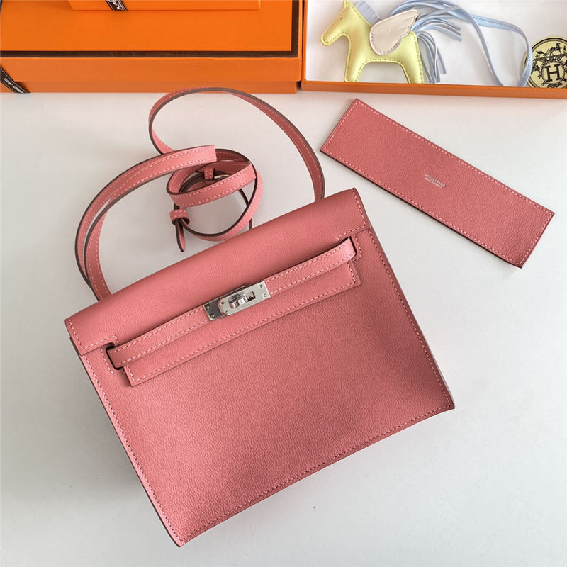 Hermes Kelly Danse 22cm Evercolor WAX Rose eLipstick Silver Metal High