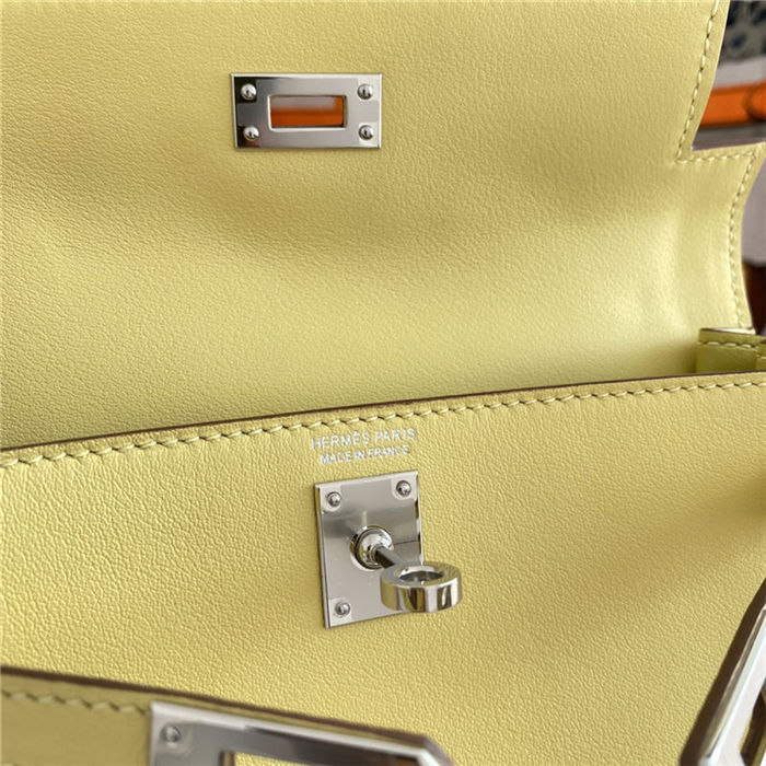 Hermes Kelly Danse 22cm Swift Leather WAX Jaune Poussin Silver Metal High