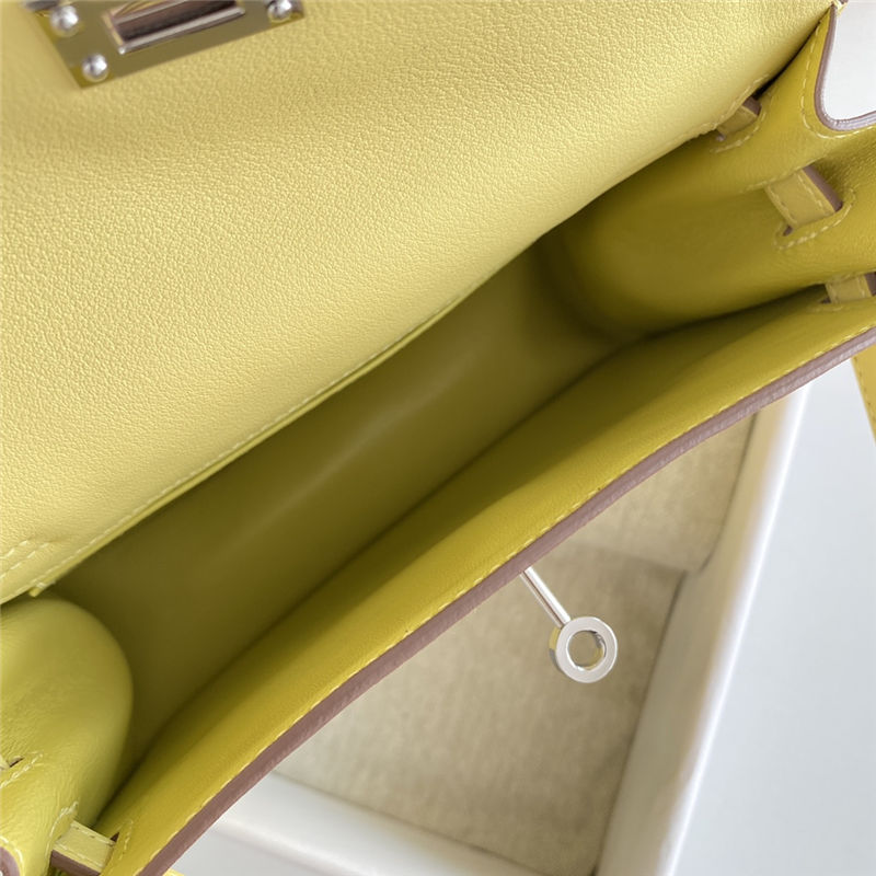 Hermes Kelly Danse 22cm Swift Leather WAX Jaune Poussin Silver Metal High