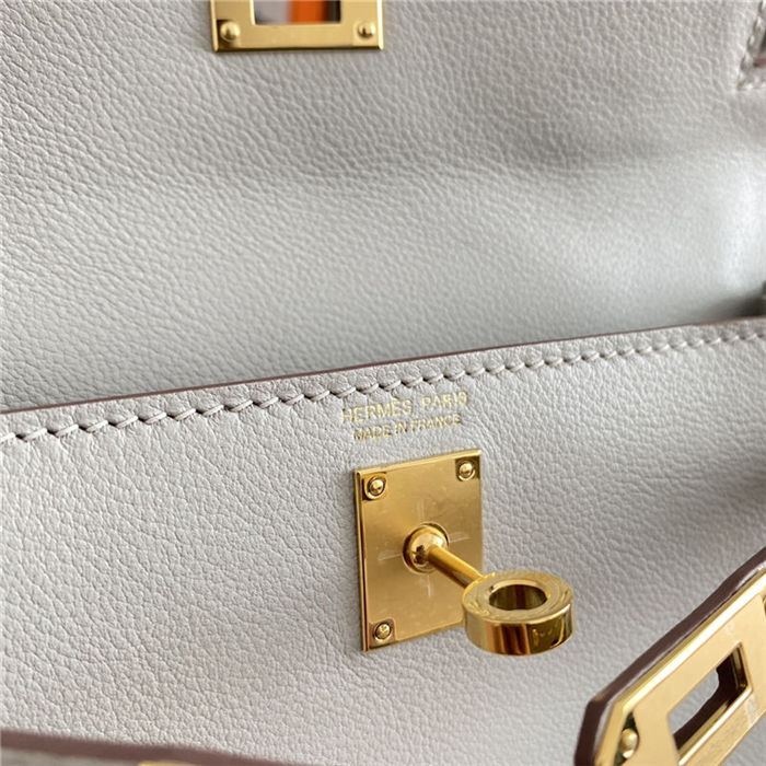 Hermes Kelly Danse 22cm Evercolor WAX Pearl Gray Gold Metal High