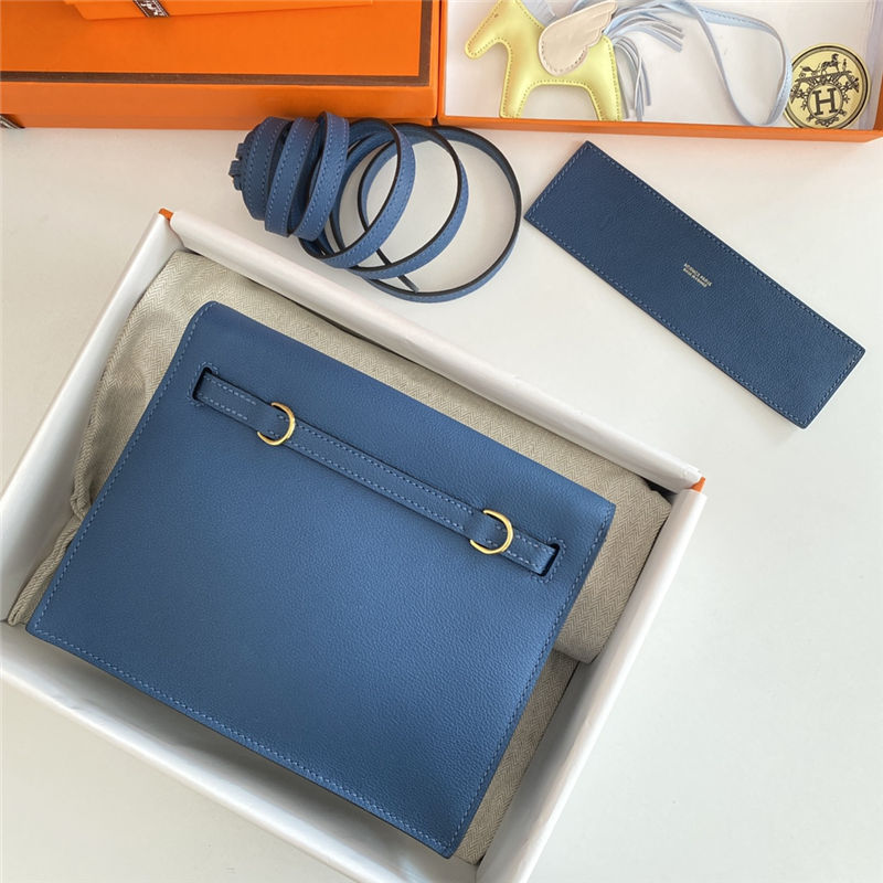 Hermes Kelly Danse 22cm Evercolor WAX Deep Bleu Gold Metal High