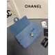 SMALL FLAP BAG Printed Denim & Lacquered Gold-Tone Metal Blue & Multicolor A