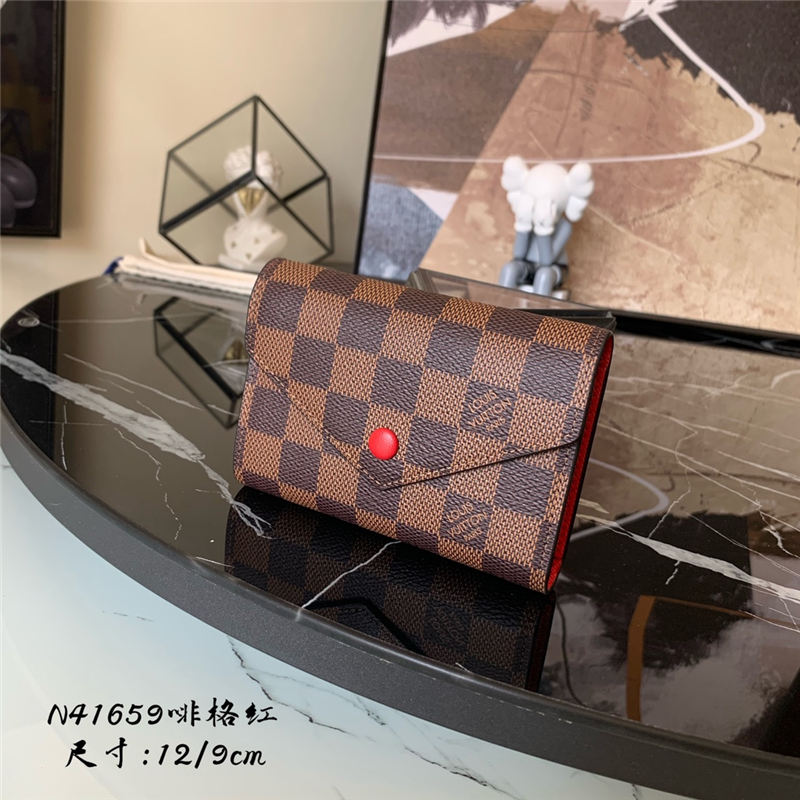 Louis Vuitton VICTORINE WALLET Damier Ebene N41659 Red High