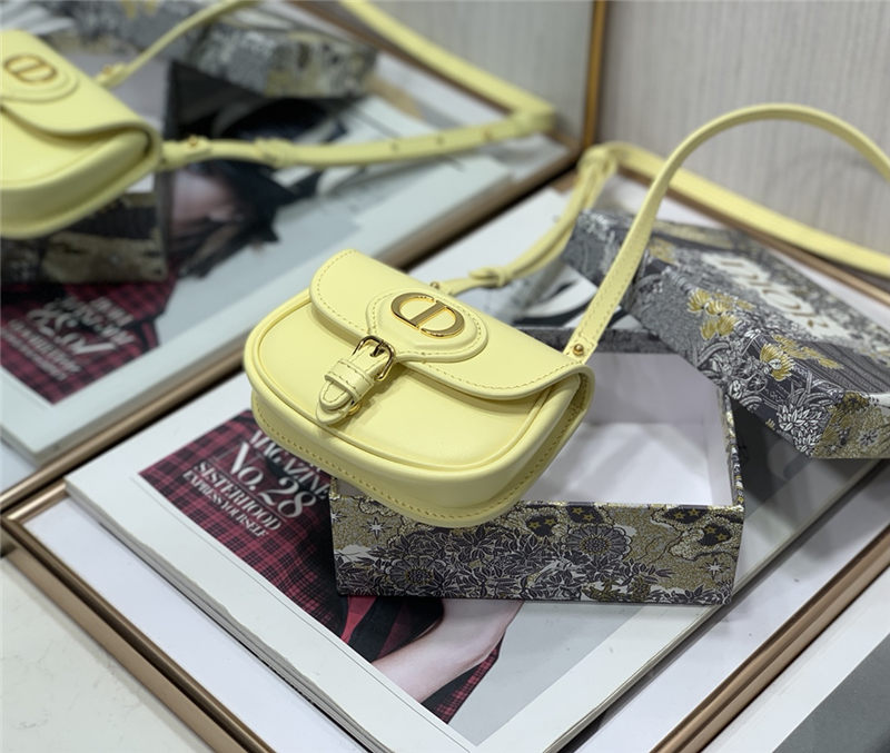 MICRO Dior BOBBY BAG Box Calfskin Light Yellow High