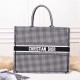 LARGE Dior BOOK TOTE Houndstooth Embroidery Black and White High